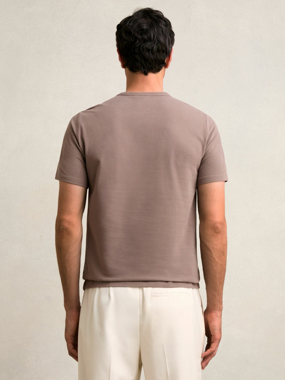 Stretch-Cotton Crew-Neck T-Shirt Taupe Brown | Mens