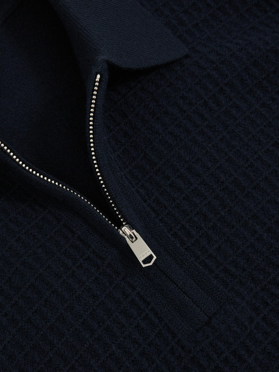 Wool Waffle-Knit Half-Zip Polo Shirt Navy | Mens