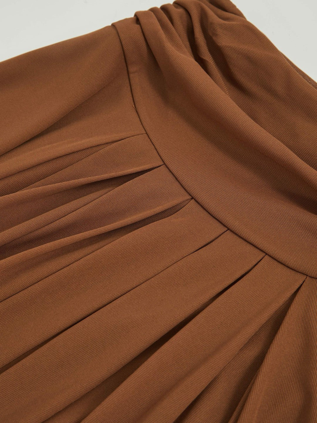Jersey Ruched-Waist Maxi Skirt Tan Brown | Womens
