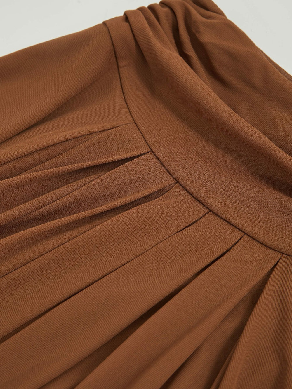 Jersey Ruched-Waist Maxi Skirt Tan Brown | Womens