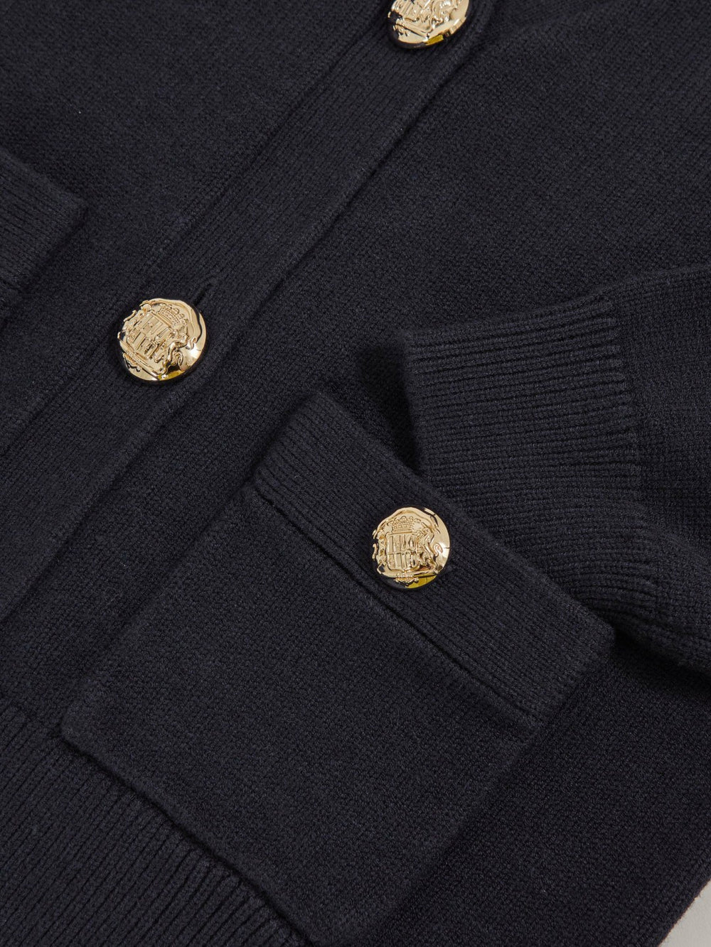 13-14 yrs Knitted Embossed-Button Cardigan Navy | Children