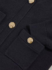 13-14 yrs Knitted Embossed-Button Cardigan Navy | Children