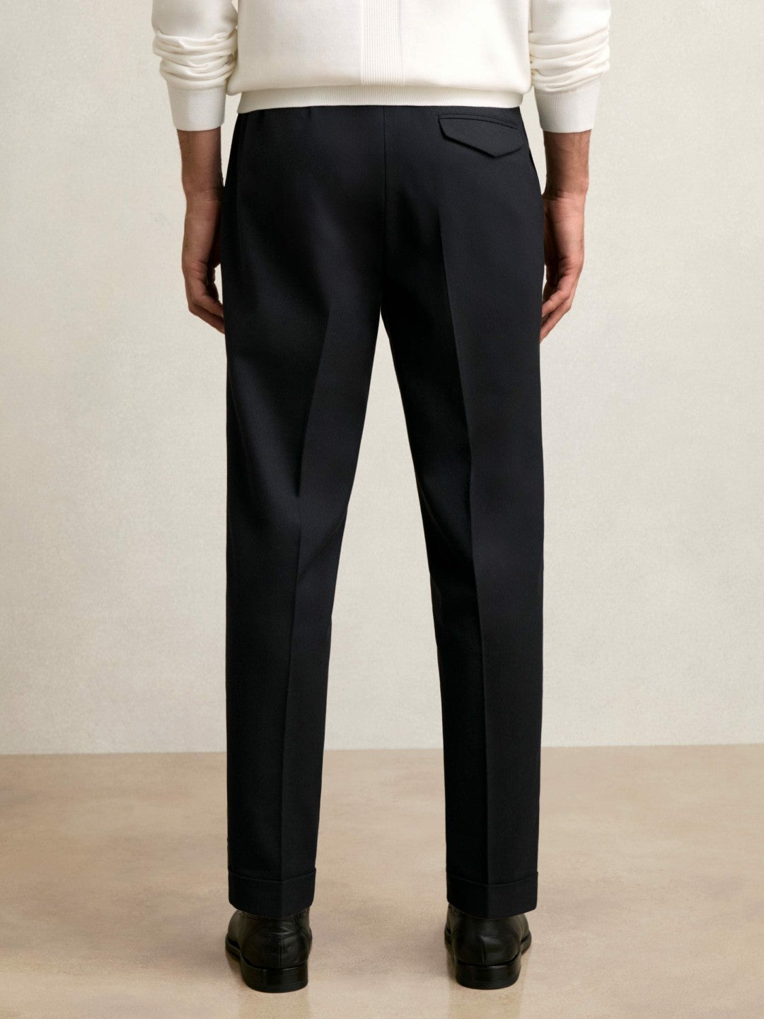 Regular Fit Herringbone Trousers With Cotton Navy | Mens