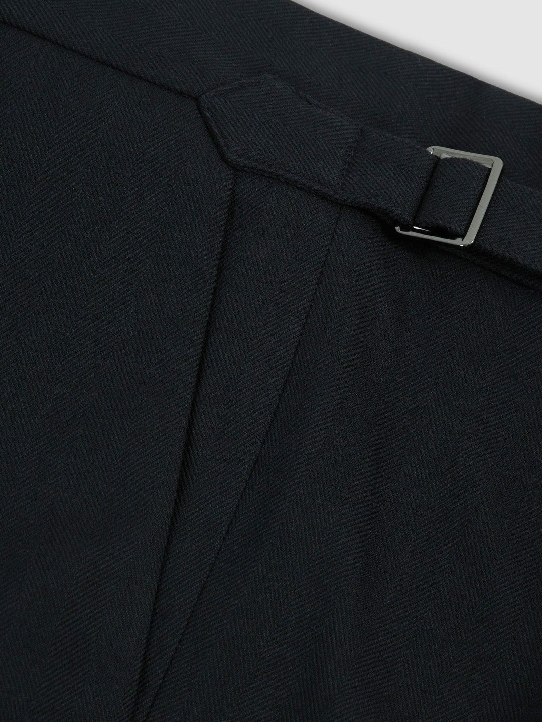 Regular Fit Herringbone Trousers With Cotton Navy | Mens
