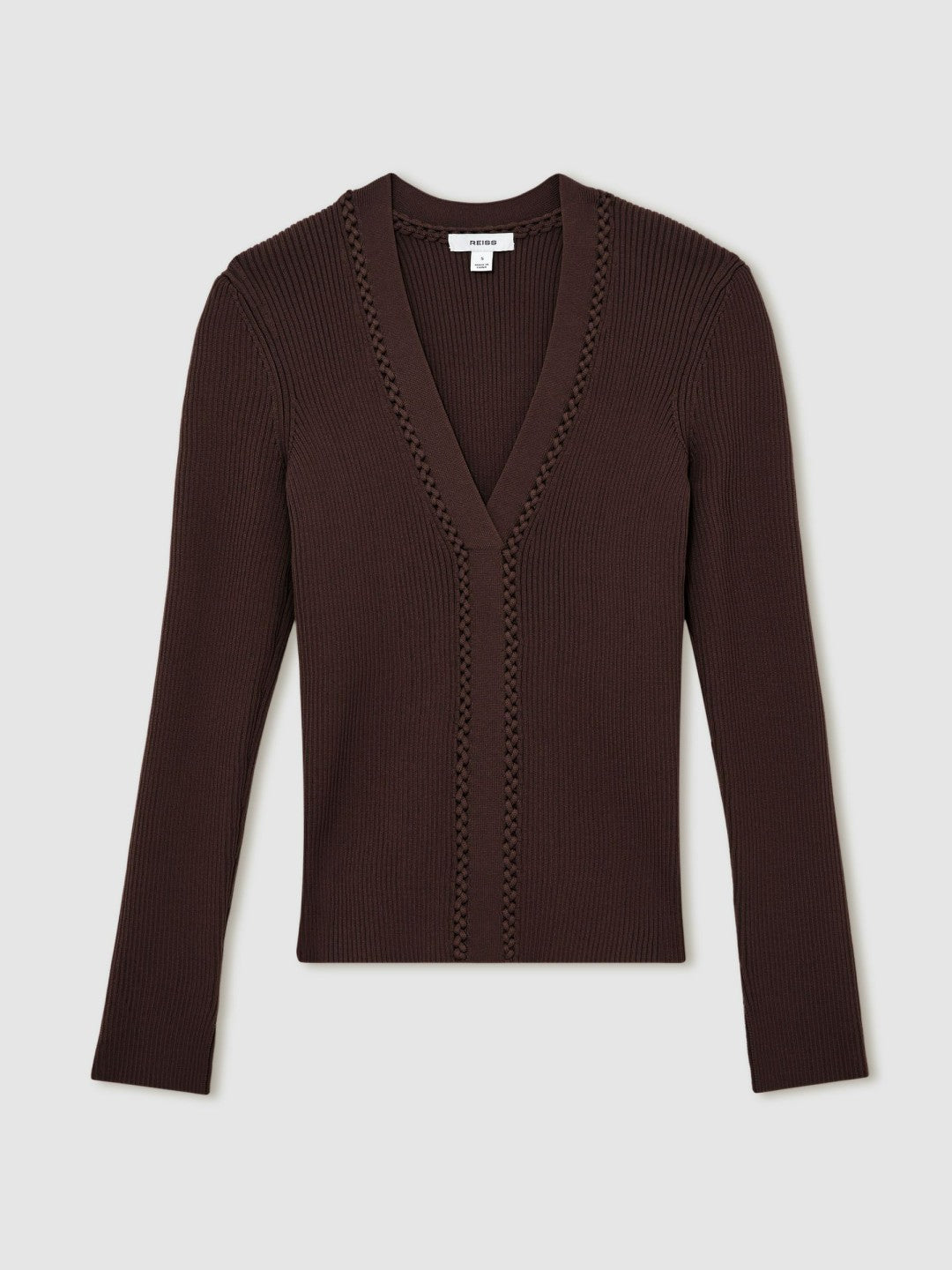 Craft-Stitch Rib-Knit Top Mocha Brown | Womens