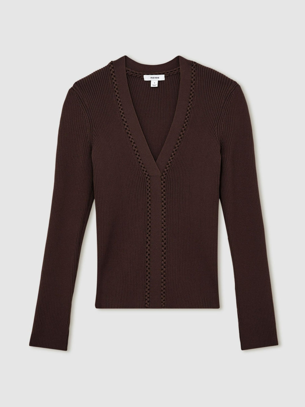 Craft-Stitch Rib-Knit Top Mocha Brown | Womens