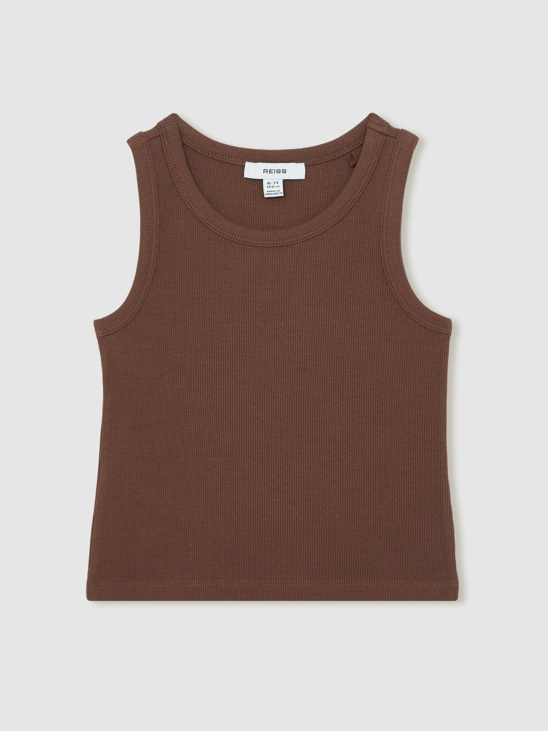 13-14 yrs Stretch-Cotton Ribbed Vest Chocolate | Children