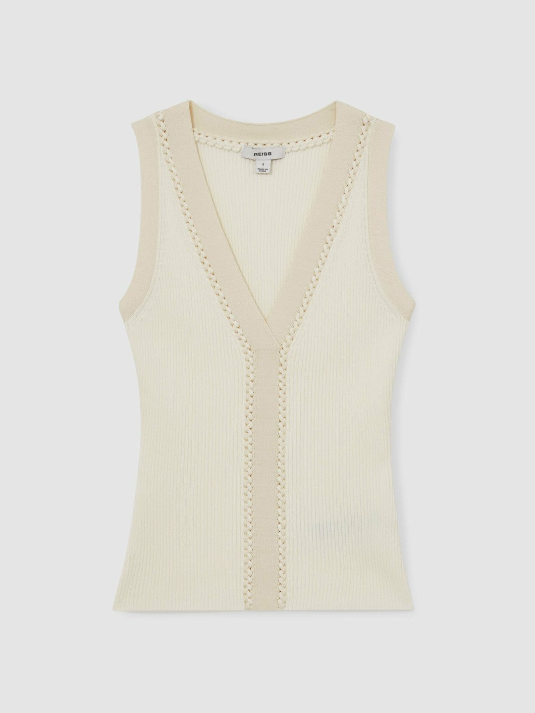 Craft-Stitch Rib-Knit Vest Ivory/Ecru | Womens