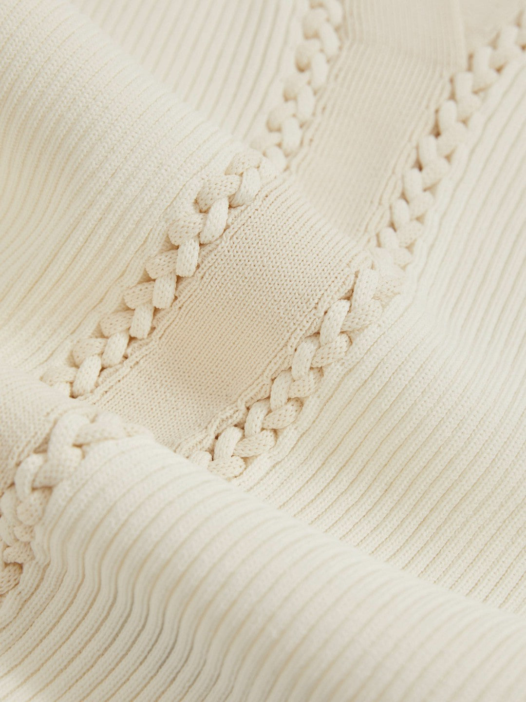 Craft-Stitch Rib-Knit Vest Ivory/Ecru | Womens