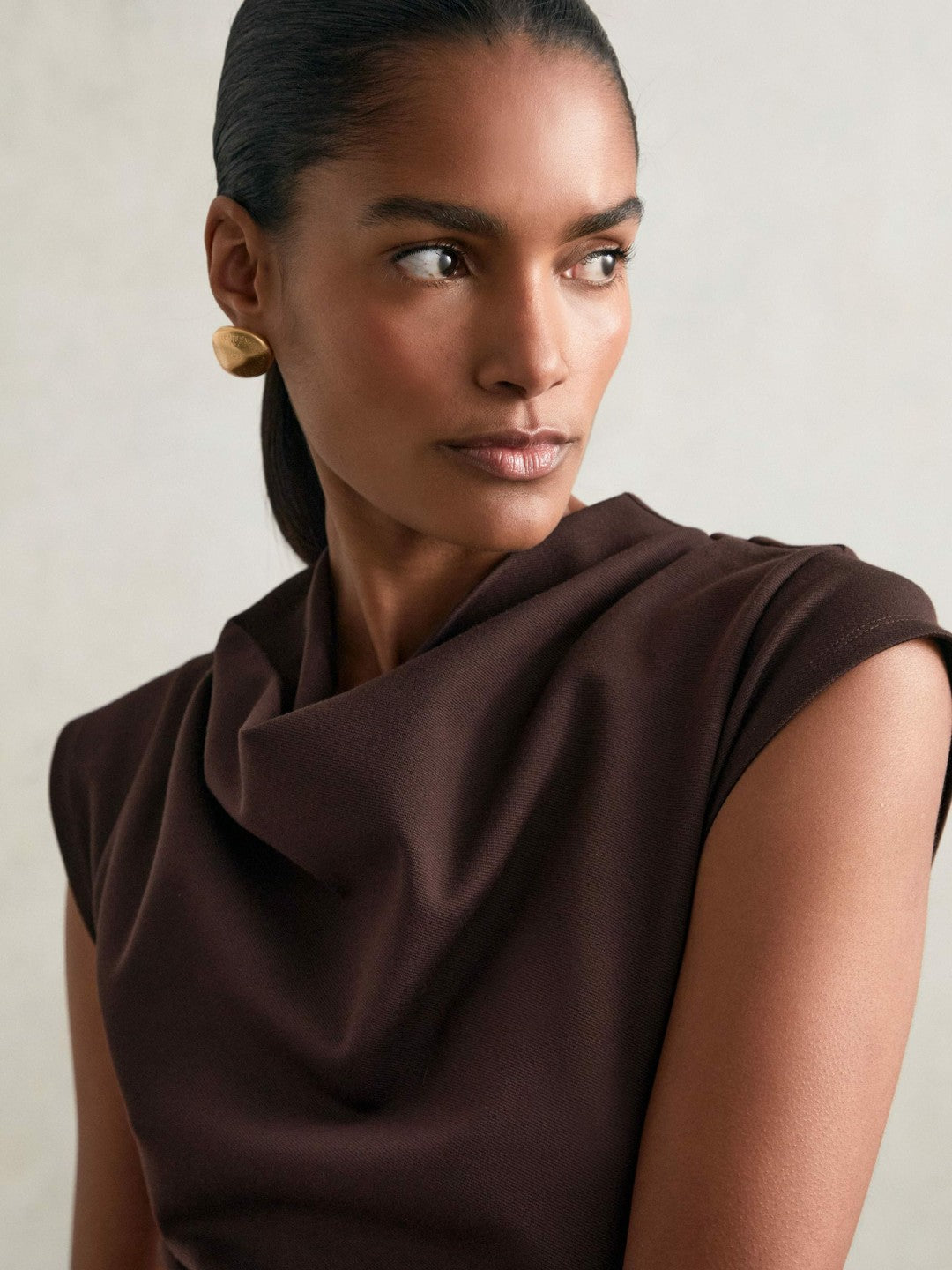 Twill-Jersey Draped Midi Dress Burgundy | Womens