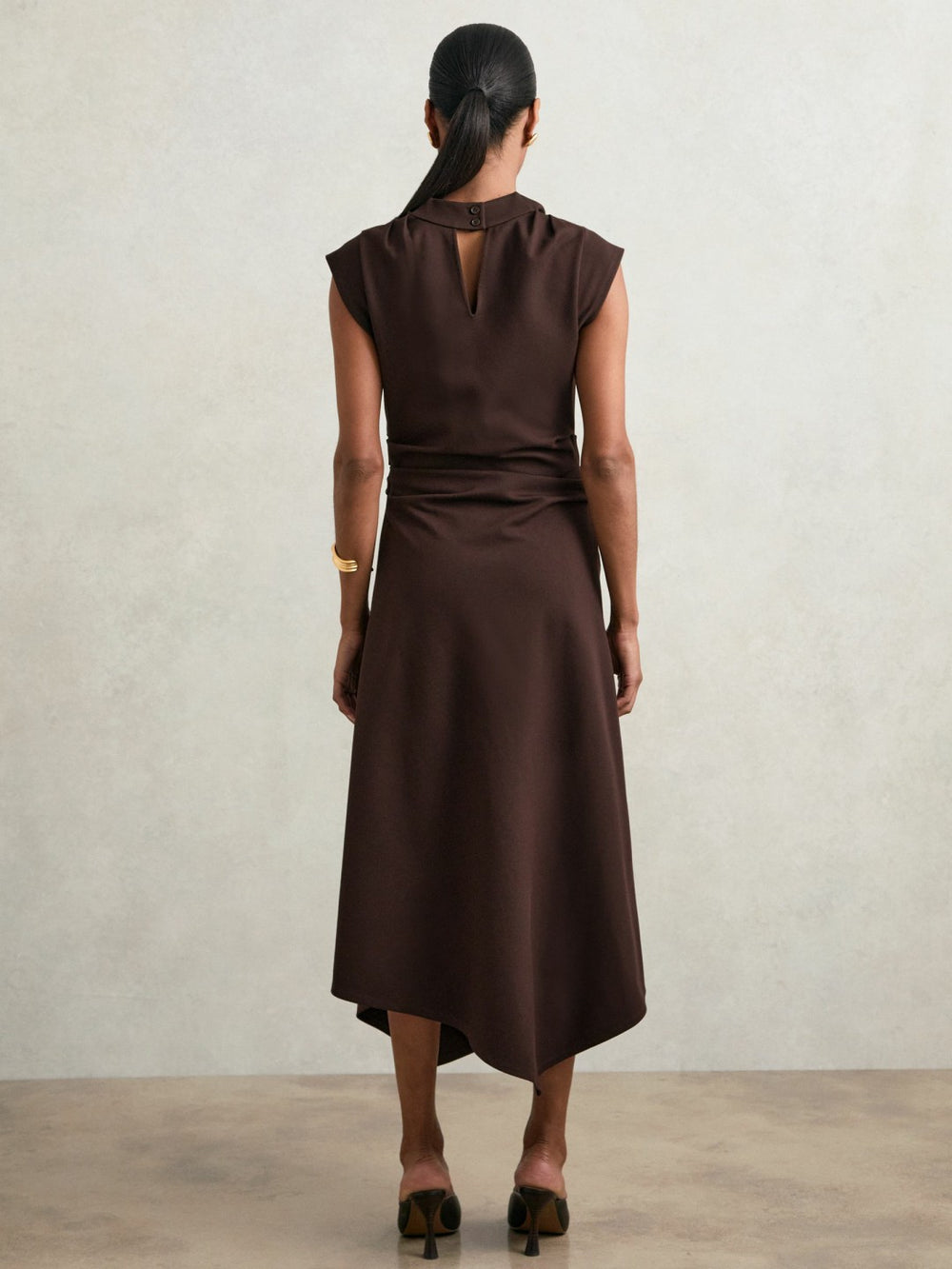 Twill-Jersey Draped Midi Dress Burgundy | Womens