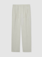 Relaxed-Fit Twill Drawstring Trousers Ecru | Mens