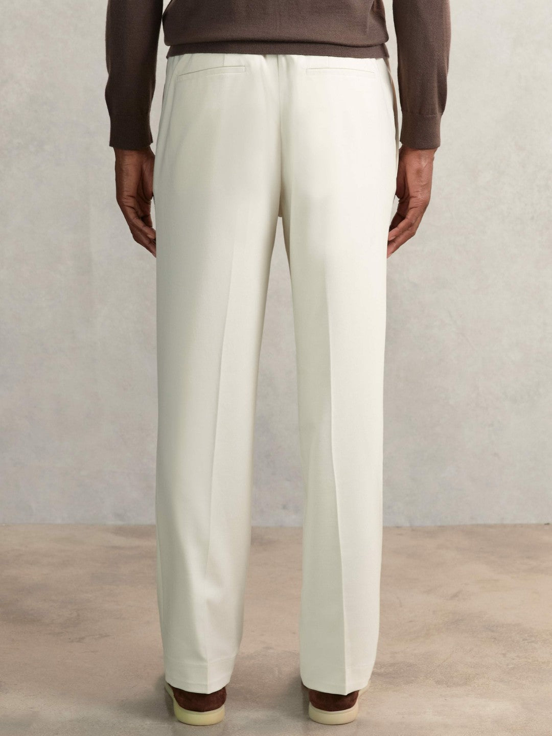 Relaxed-Fit Twill Drawstring Trousers Ecru | Mens