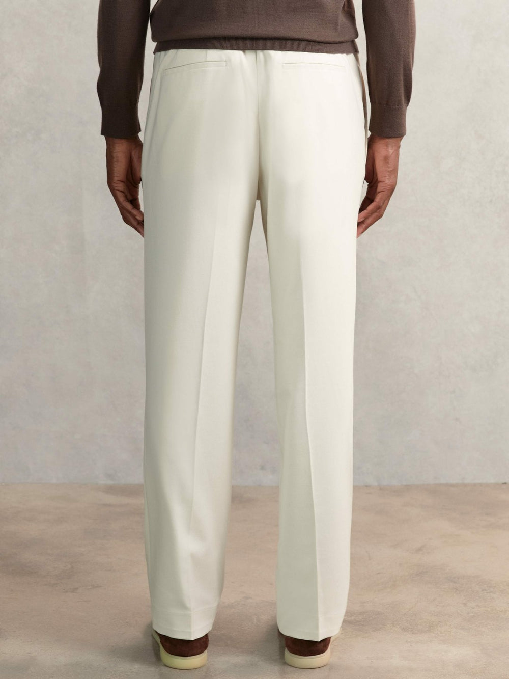 Relaxed-Fit Twill Drawstring Trousers Ecru | Mens