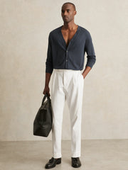 Merino Wool Button-Through Cardigan Midnight Navy | Mens