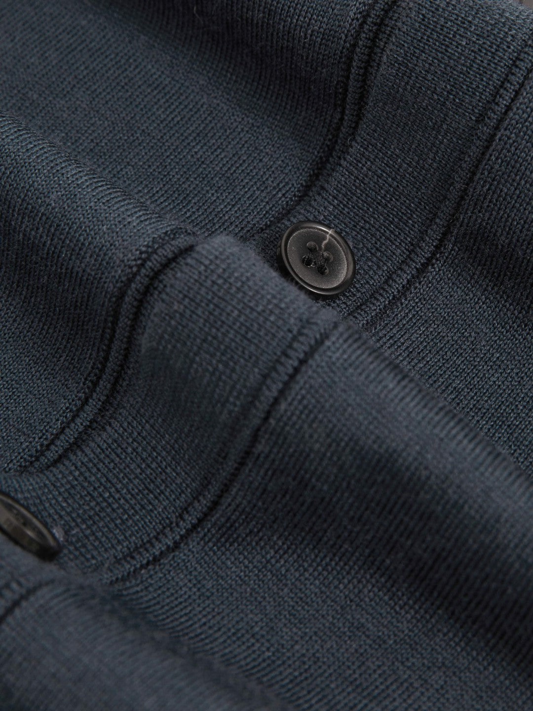 Merino Wool Button-Through Cardigan Midnight Navy | Mens