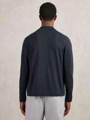 Merino Wool Button-Through Shirt Midnight Navy | Mens