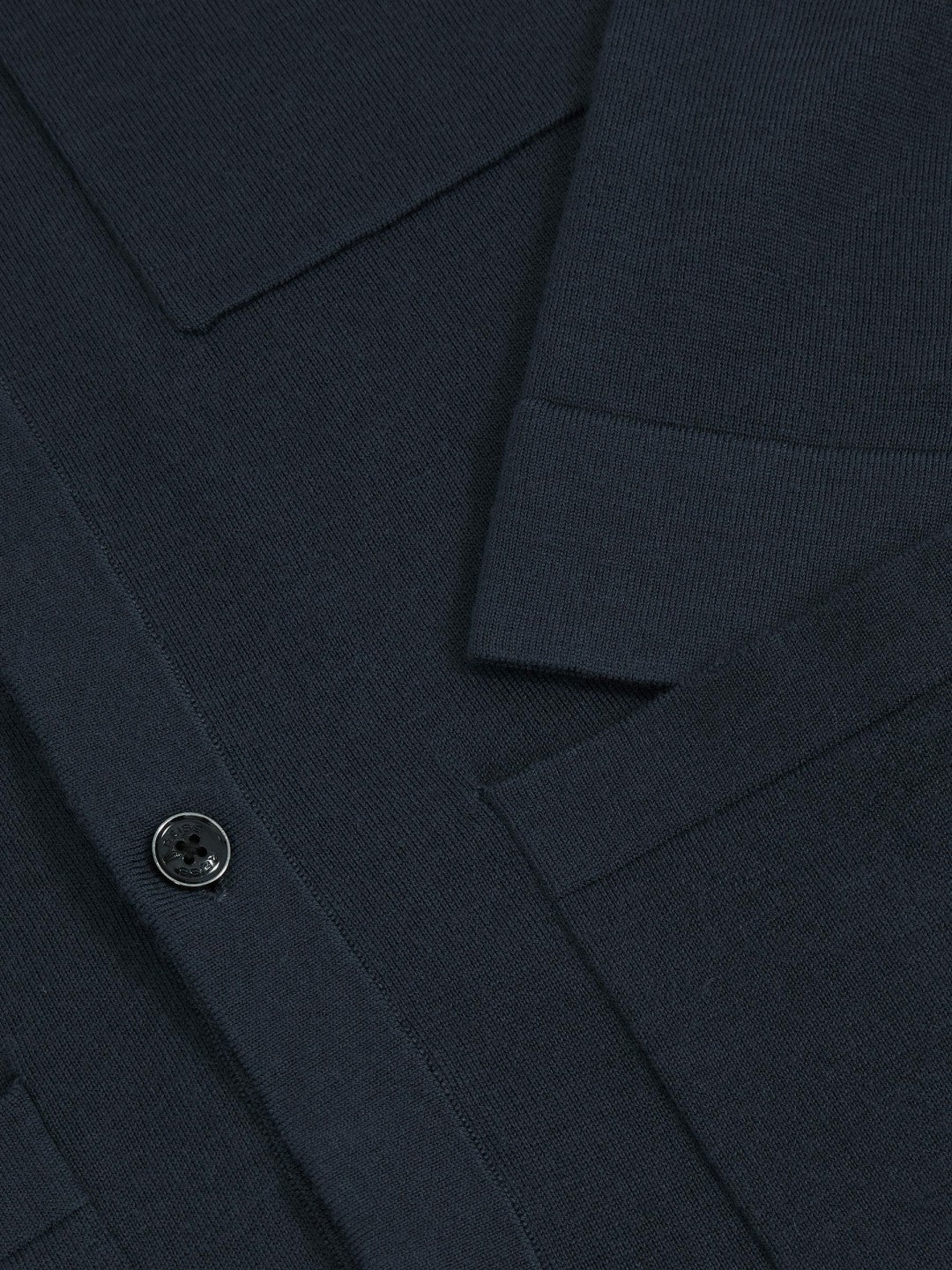 Merino Wool Button-Through Shirt Midnight Navy | Mens