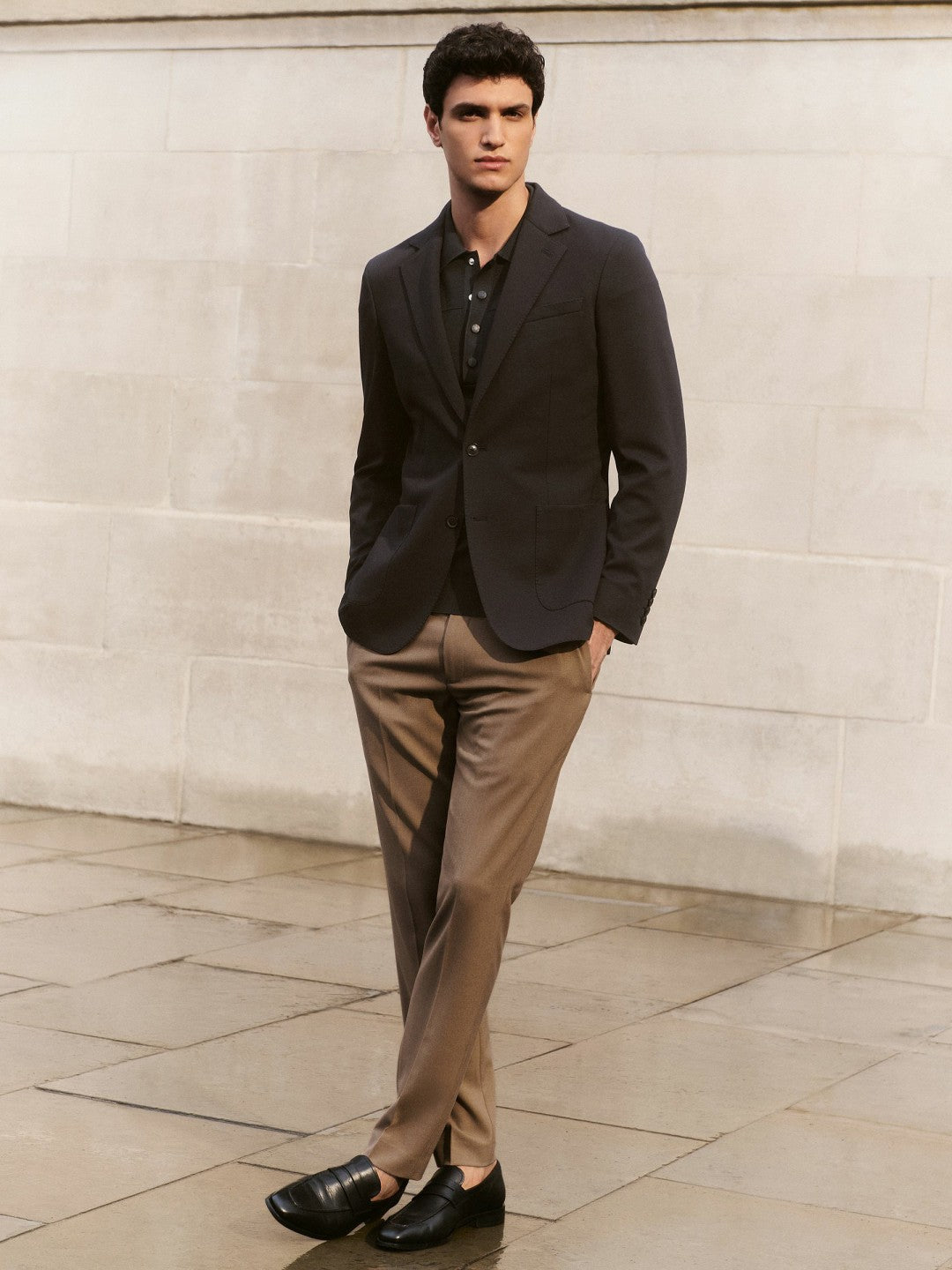 Slim-Fit Internal-Drawstring Trousers Camel | Mens