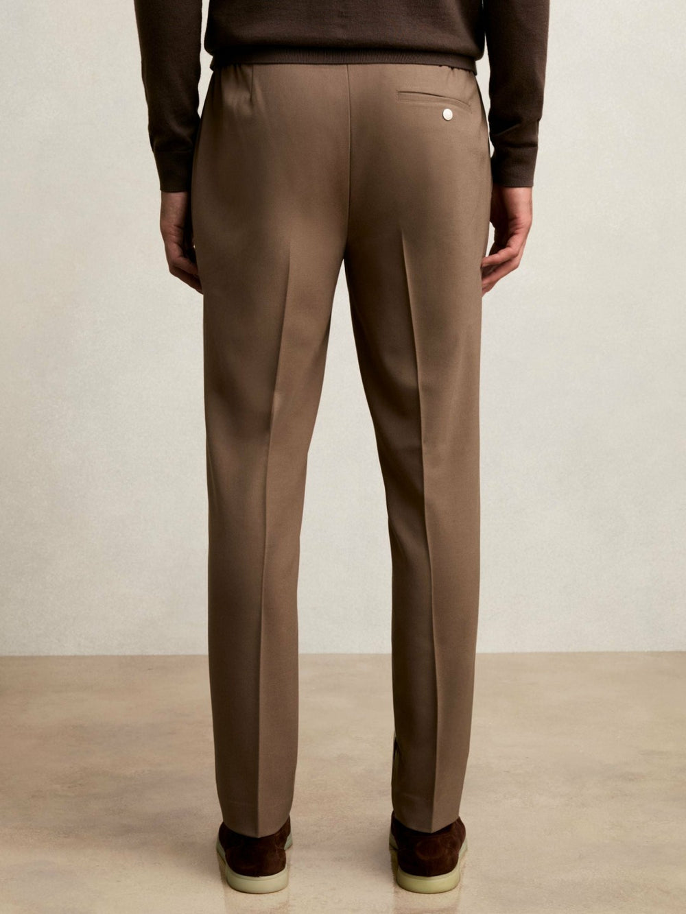 Slim-Fit Internal-Drawstring Trousers Camel | Mens