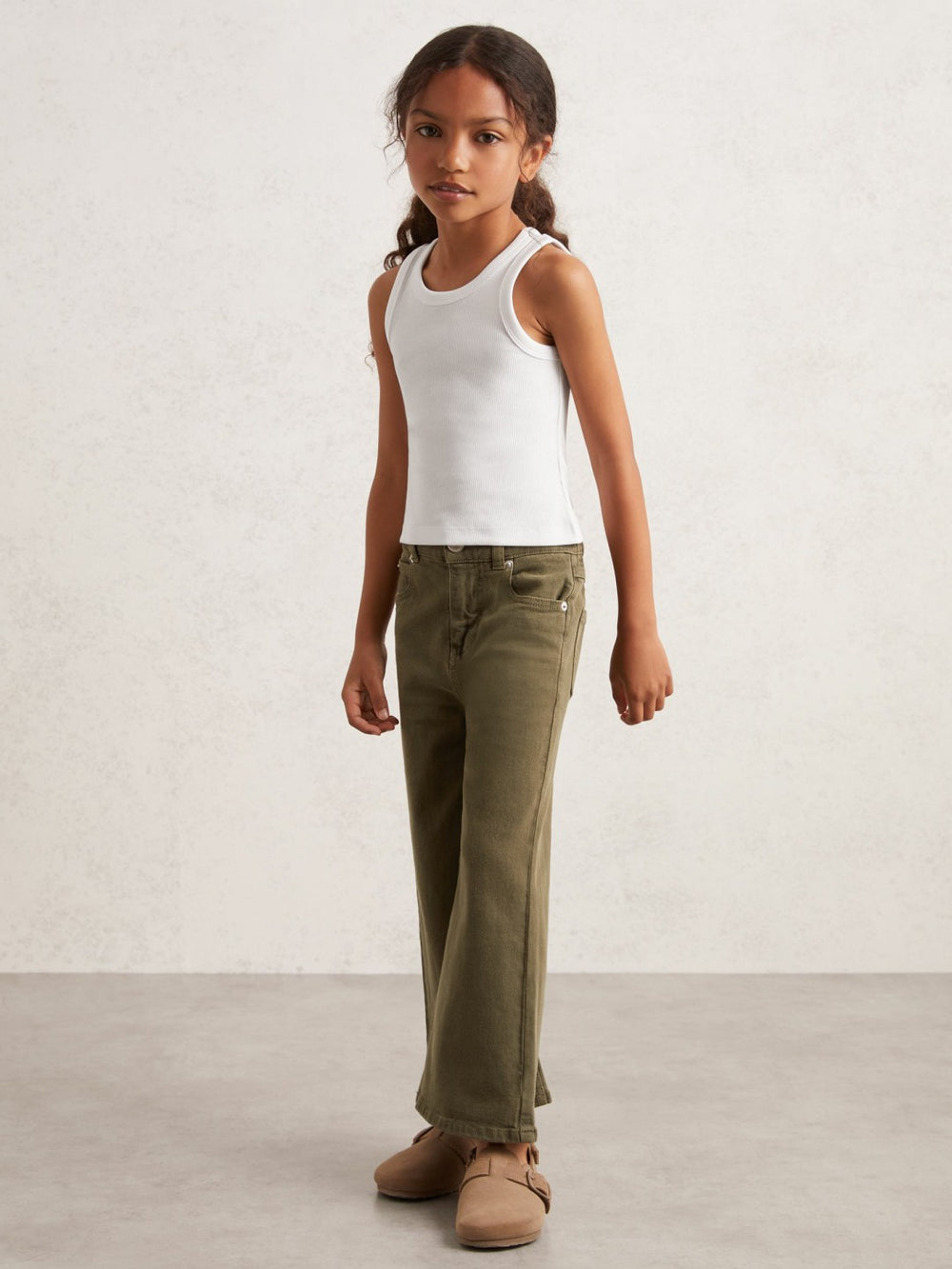 3-9 yrs Stretch-Cotton Ribbed Vest Ivory | Children
