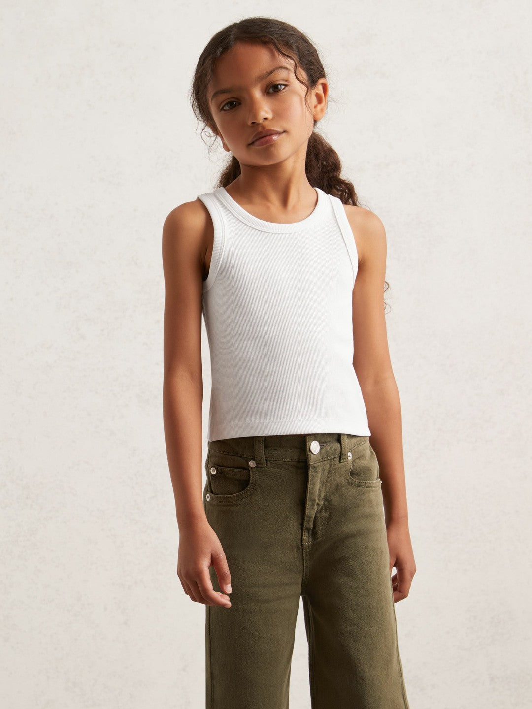 3-9 yrs Stretch-Cotton Ribbed Vest Ivory | Children