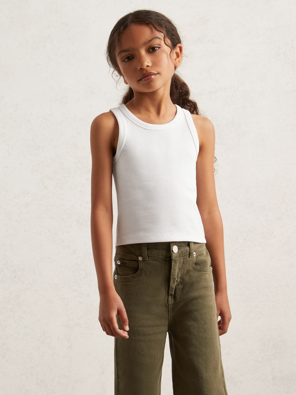 3-9 yrs Stretch-Cotton Ribbed Vest Ivory | Children