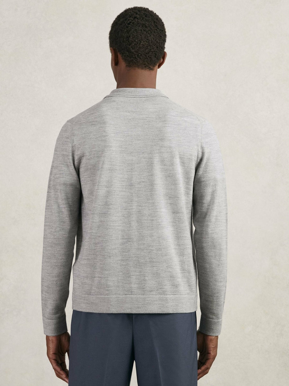 Merino Wool Button-Through Shirt Soft Grey Mouline | Mens