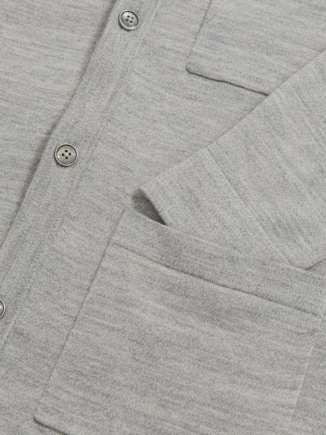 Merino Wool Button-Through Shirt Soft Grey Mouline | Mens