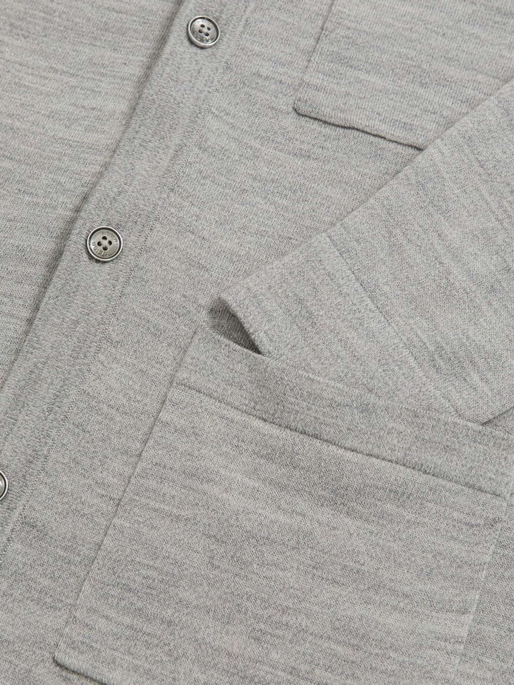 Merino Wool Button-Through Shirt Soft Grey Mouline | Mens