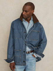 Corduroy Collar Denim Worker Jacket Denim Blue | Mens