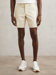 Paige Cotton Chino Shorts with Stretch Cream | Mens