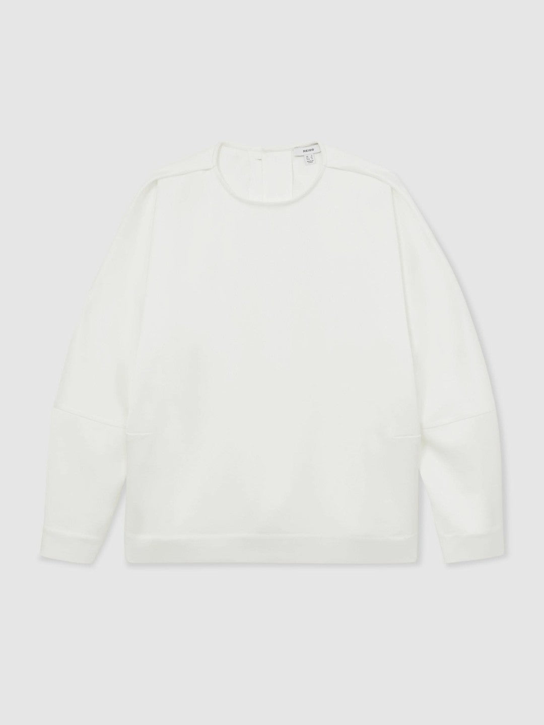 Satin Button-Back Long-Sleeve Top Ivory | Womens