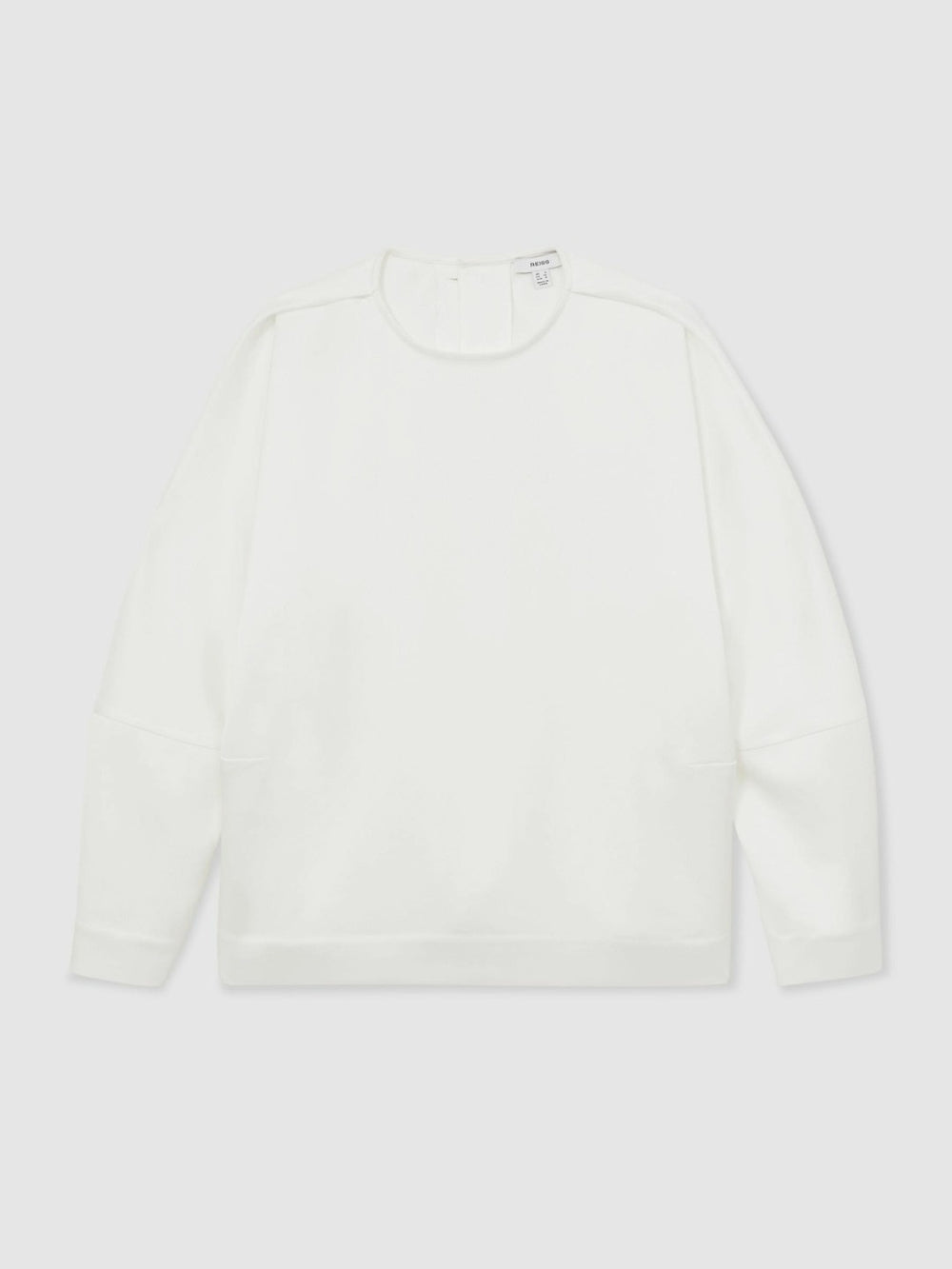 Satin Button-Back Long-Sleeve Top Ivory | Womens