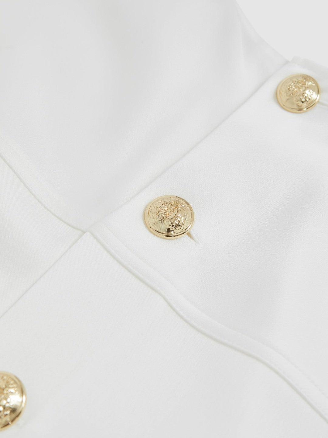 Satin Button-Back Long-Sleeve Top Ivory | Womens