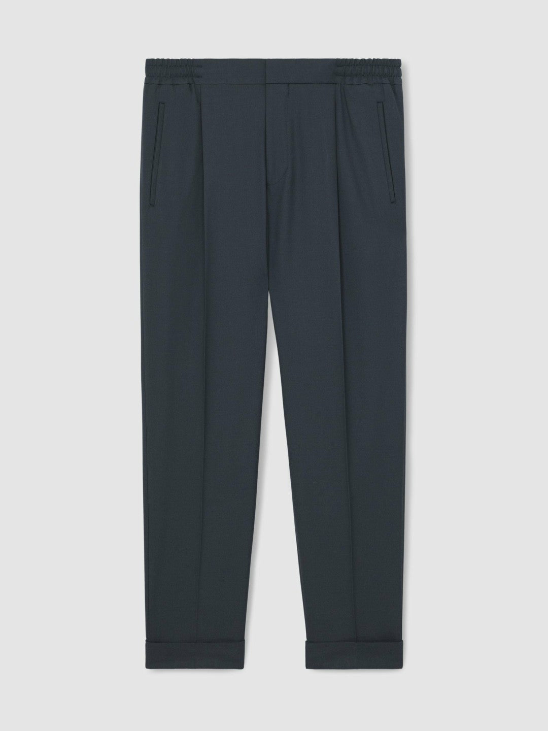 Relaxed-Fit Pleated Tapered Trousers Steel Blue | Mens