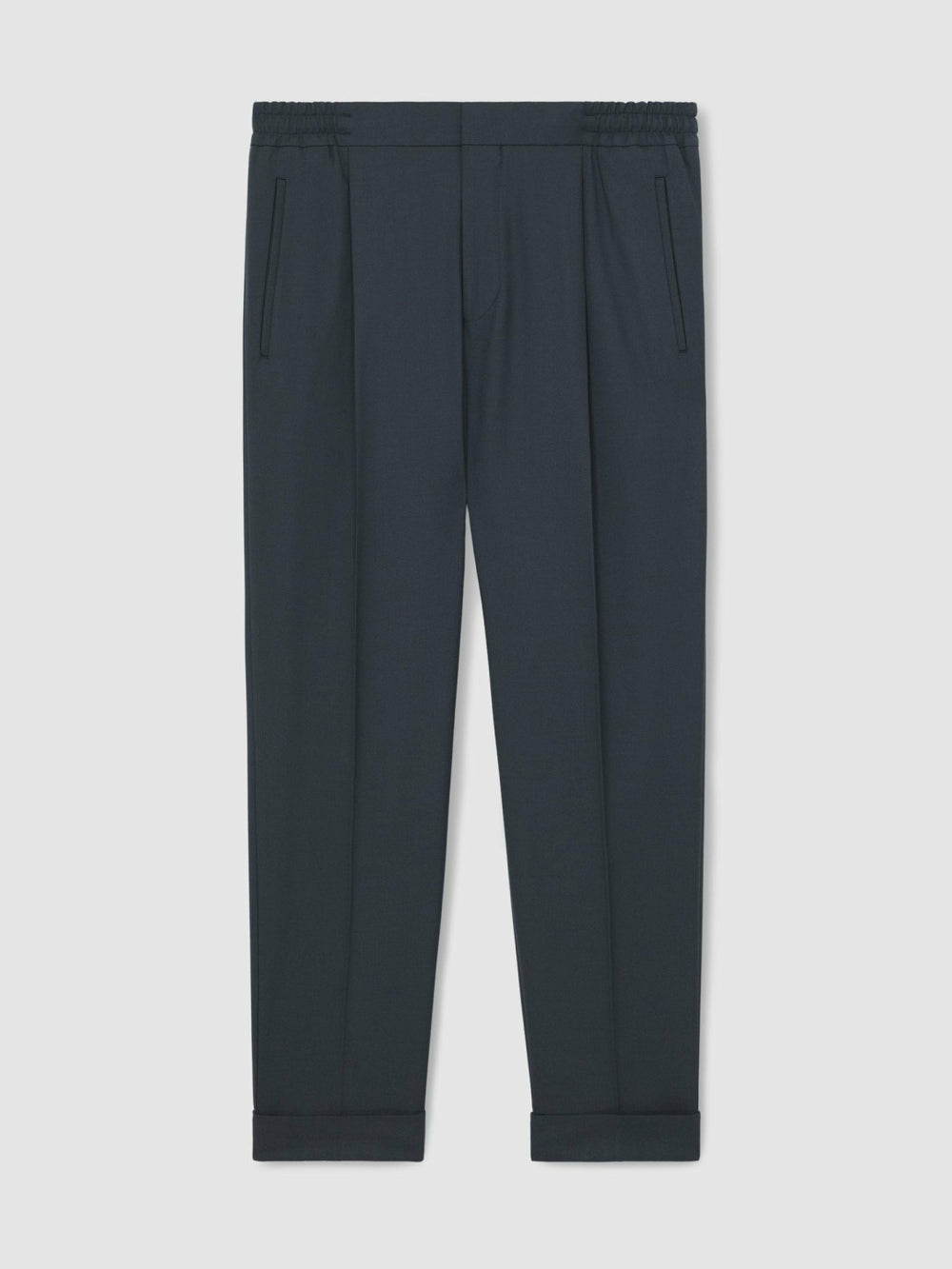 Relaxed-Fit Pleated Tapered Trousers Steel Blue | Mens