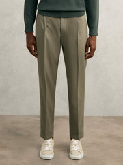 Relaxed-Fit Pleated Tapered Trousers Sage | Mens