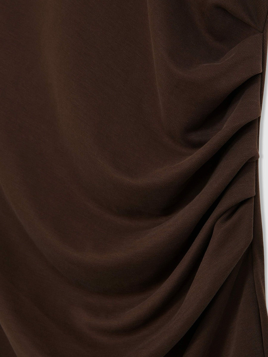 Jersey Ruched Racer Midi Dress Chocolate Brown | Womens