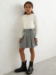 Houndstooth-Check Pleated Skirt Black/White | Children