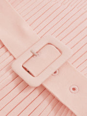 9-13 yrs Rib-Knit Roll-Neck Belted Dress Pink | Children