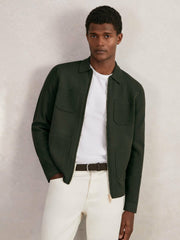 Four-Pocket Zip-Through Cardigan Forest Green | Mens