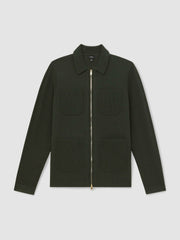 Four-Pocket Zip-Through Cardigan Forest Green | Mens