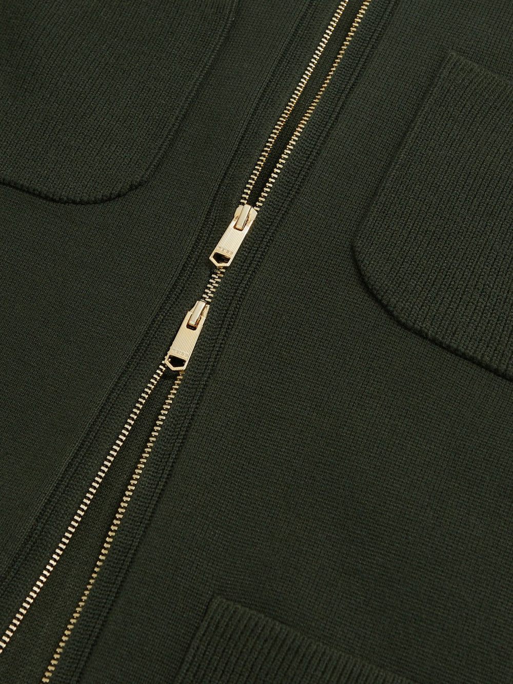 Four-Pocket Zip-Through Cardigan Forest Green | Mens