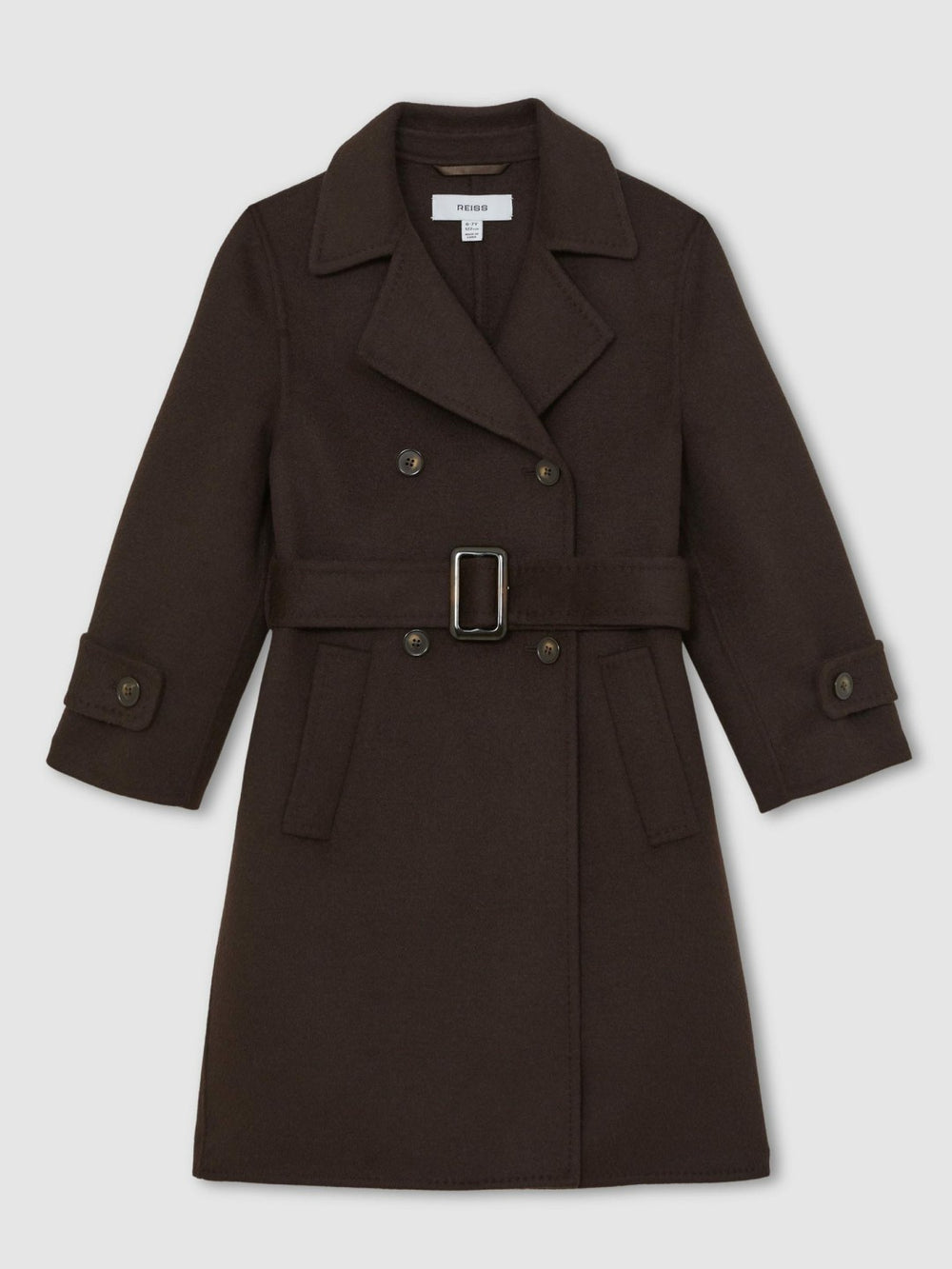 3-9 yrs Double-Breasted Blindseam Wool-Blend Coat Chocolate Brown | Children