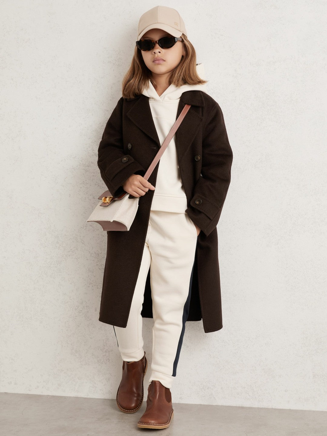 3-9 yrs Double-Breasted Blindseam Wool-Blend Coat Chocolate Brown | Children