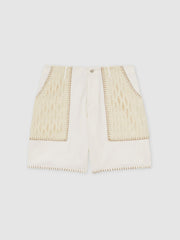 | Tom Daley Crochet Denim Shorts Off White | Mens