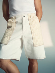 | Tom Daley Crochet Denim Shorts Off White | Mens