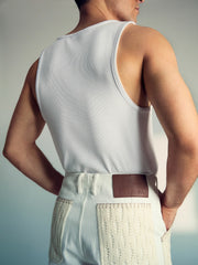 | Tom Daley Crochet Denim Shorts Off White | Mens