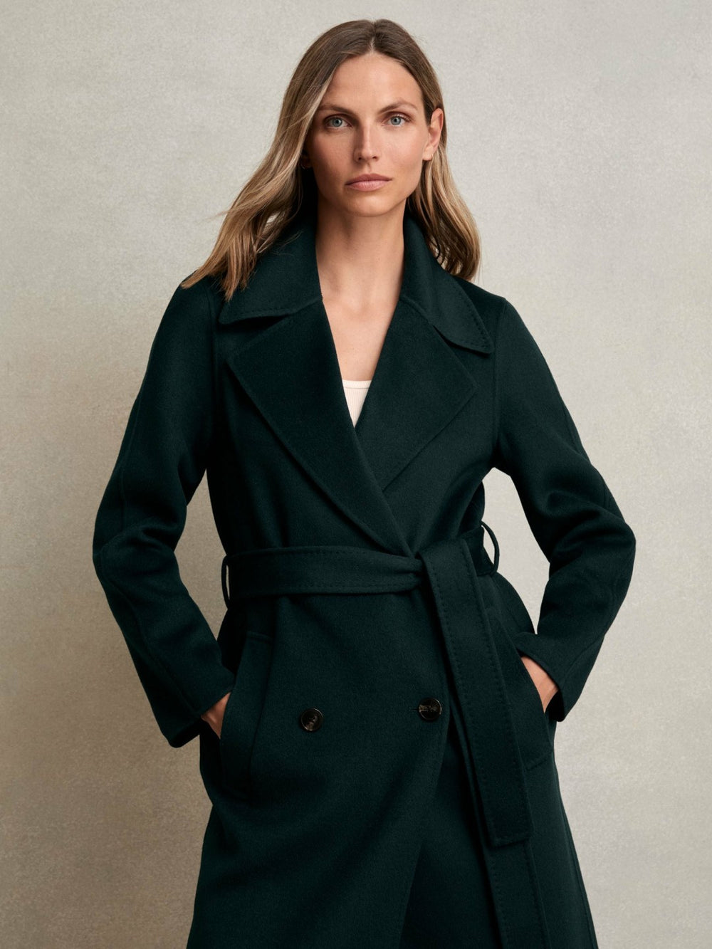 Petite Double-Breasted Blindseam Coat Wool-Blend Green | Womens